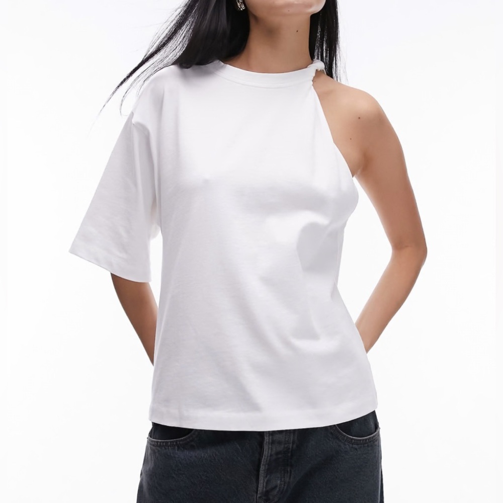 Topshop Premium Basic Ribbed Twist Oversized Tee … - image 1